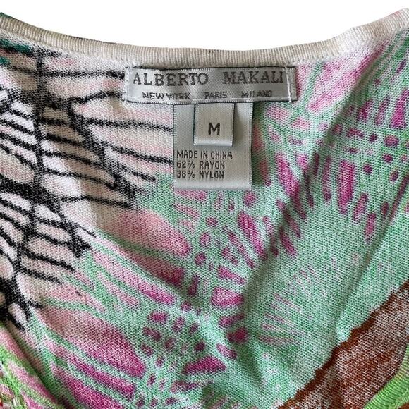 Alberto Makali Beaded Blouse Colorful Vibrant Abstract Geometric Sequin M GUC - Picture 6 of 12